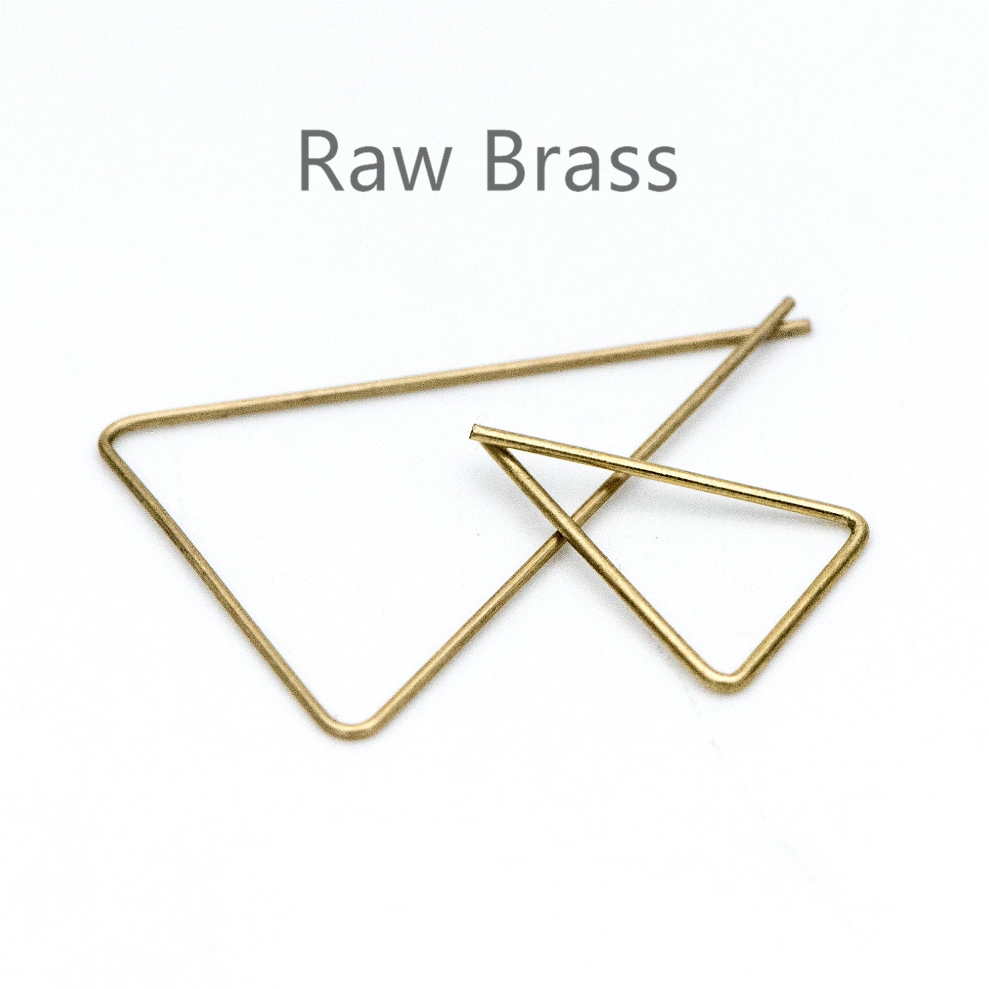 50pcs Raw Brass Earring Hooks, Triangle Threader Earrings, Geometric Ear Wire Findings Wholesale (RB-134)